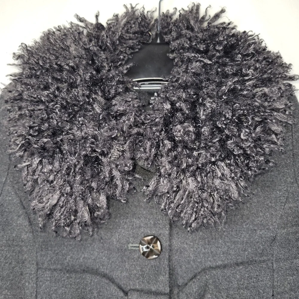 RARE....2013 Rothschild Grey Wool Blend Princess Coat w/ Faux‎ Mongolian Fur